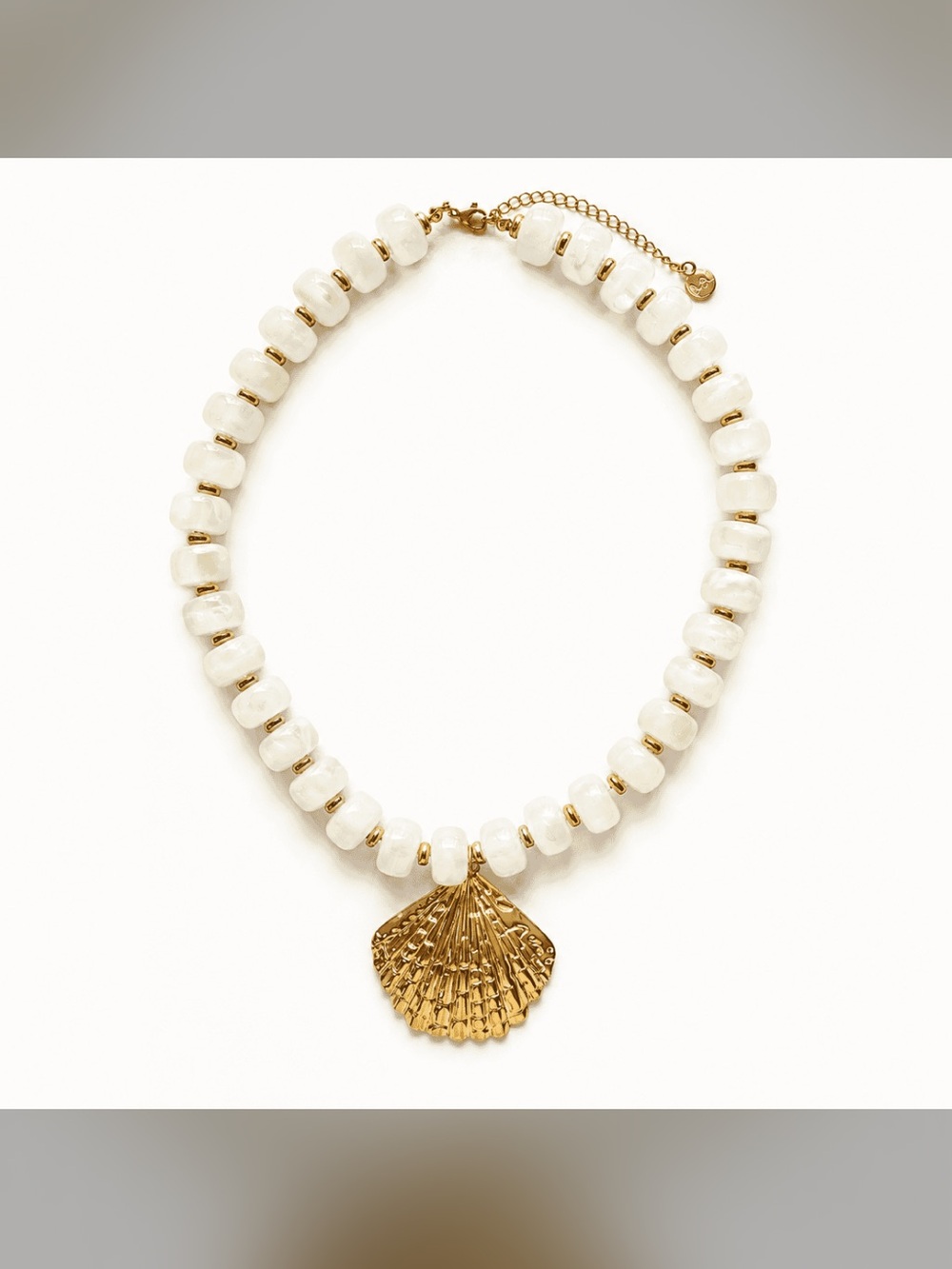 Mayamar Ivory 24k Gold Dipped Shell Bead Necklace (NWT)